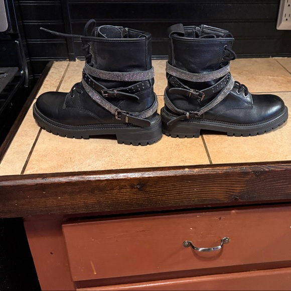 Steve Madden Black Studded Combat Boots - Picture 3 of 5